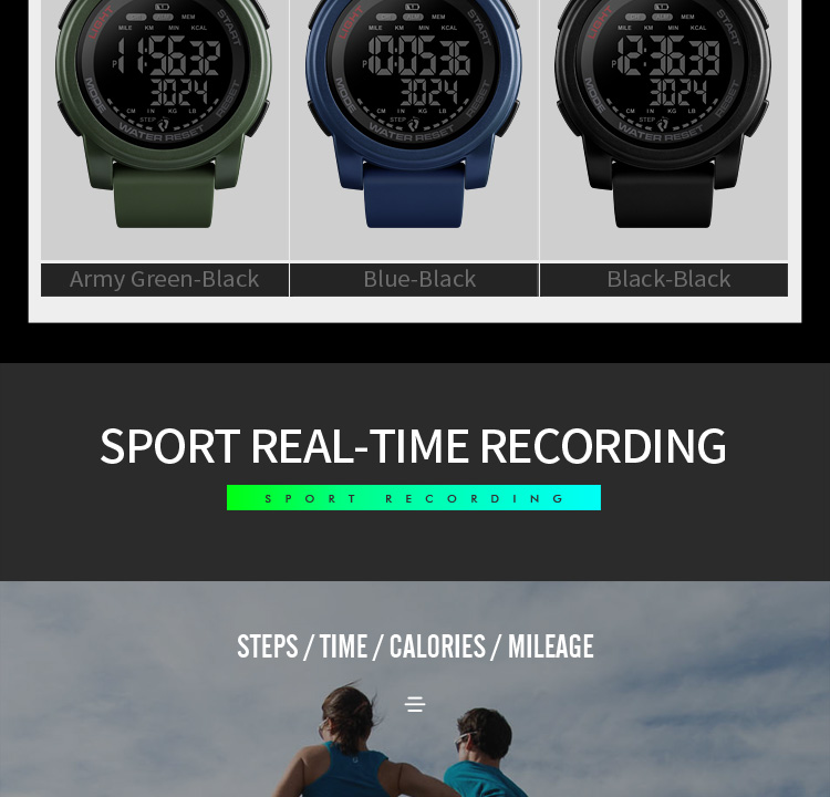 Outdoor Sports Digital Bracelet Wrist Smart Watch Silicone Pedometer Men Watches