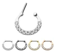 Surgical Steel Septum Clickers with CZ Gem