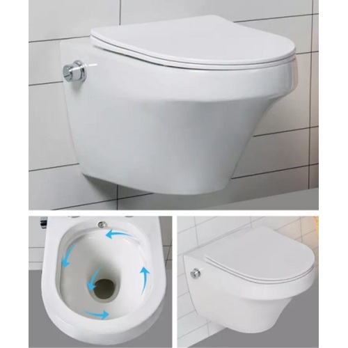 Tandas Wall-Hung Dan Penyembur Bilik Mandi Bidet