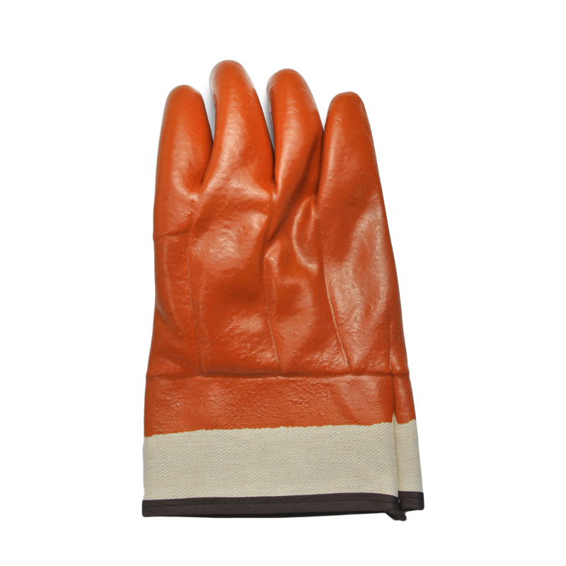 Brown PVC composite lining safety sleeve cold gloves