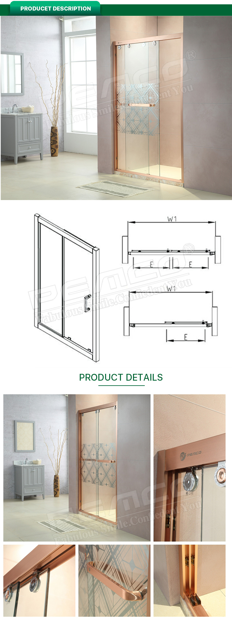 Superior Quality Small Complete Shower Room glass door Partition