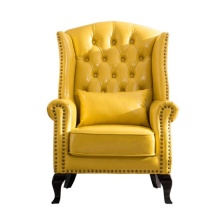 Yellow Real Leather Dining Armchair - American Kenya Classic Single Sofa Chair