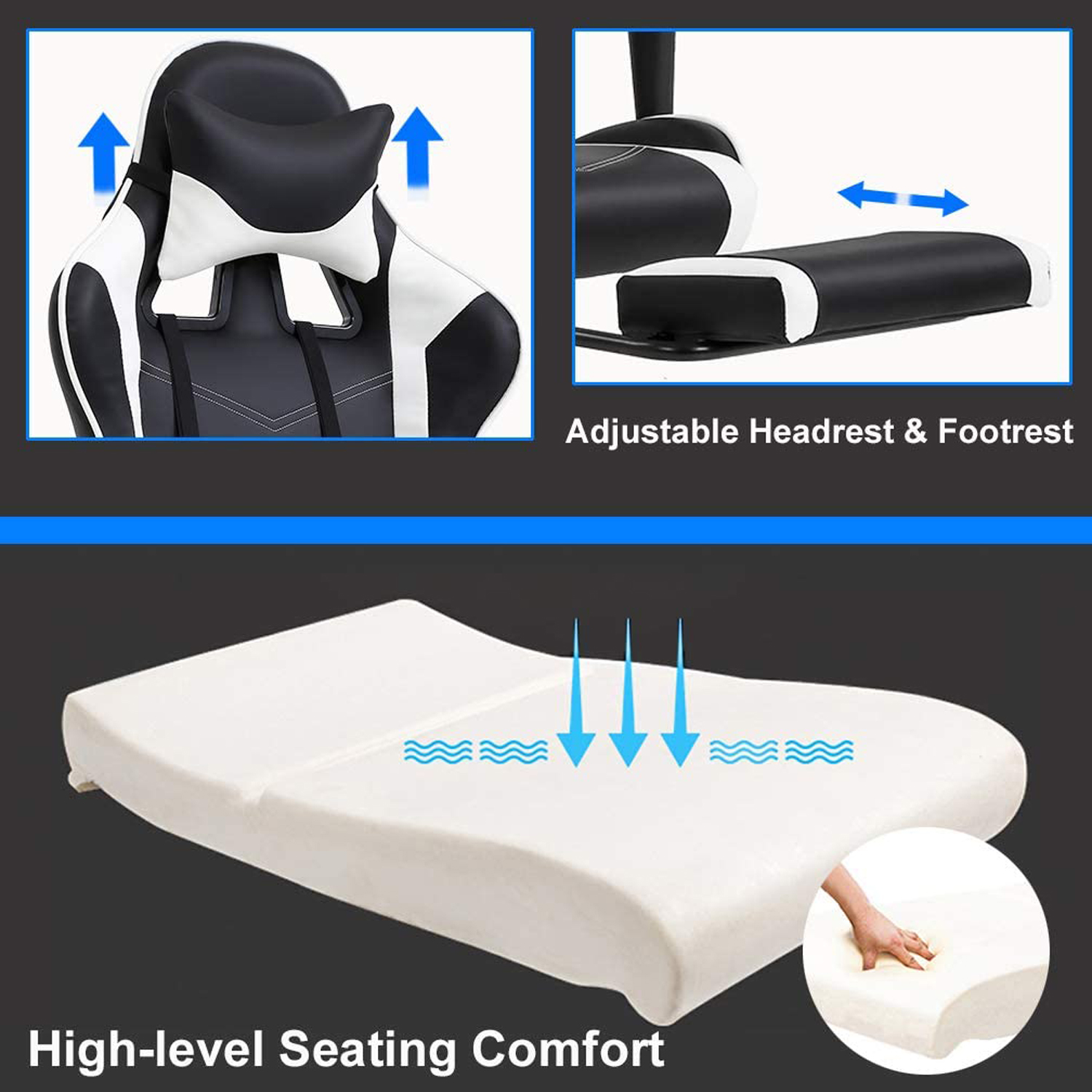 Hot Sales Gaming Chair Luxury Computer Chair Rolling Swivel Massage Office Chair With Lumbar Support Footrest for Work