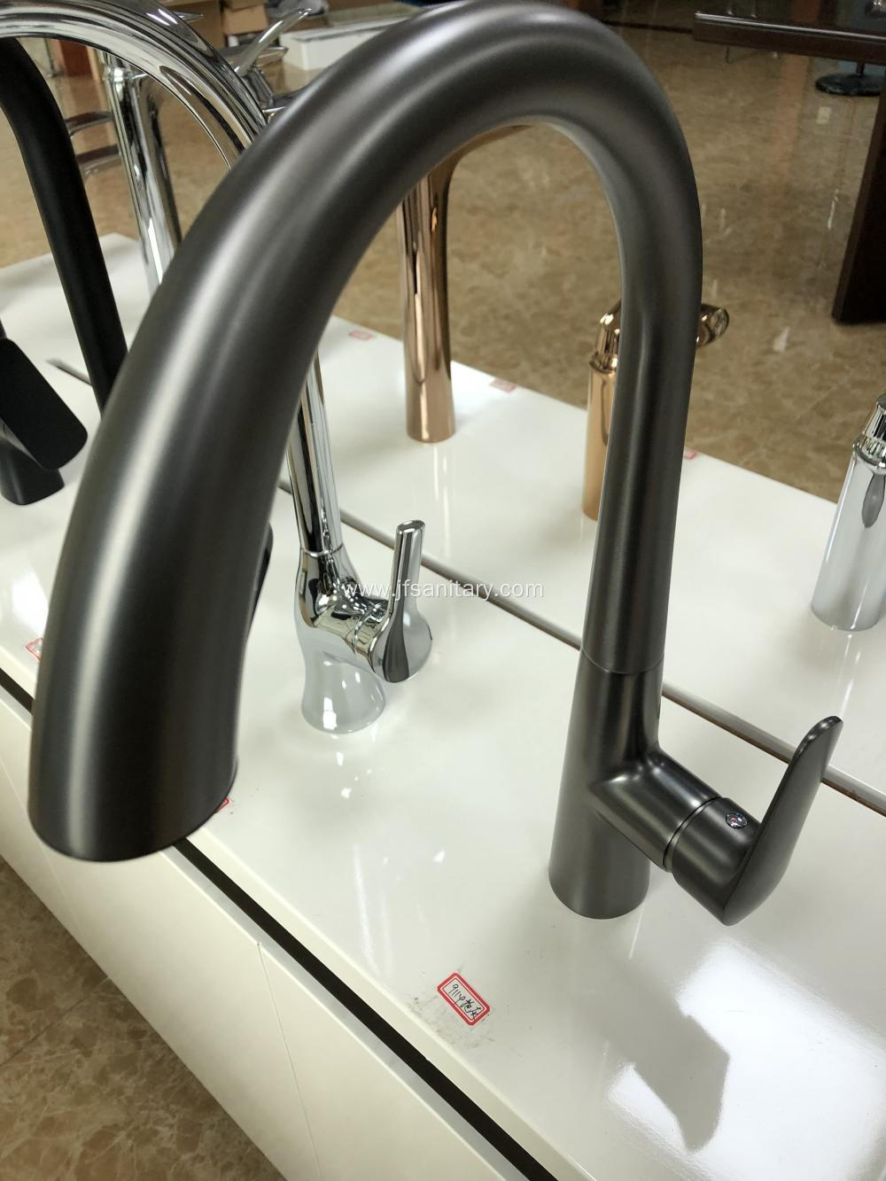 Contemporary Pull Down Kitchen Sink Faucet Gun Grey