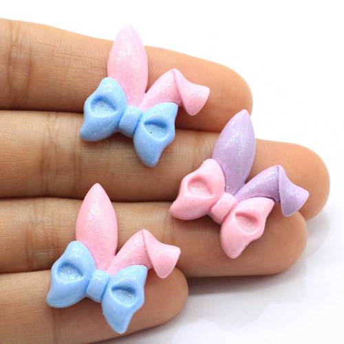 Cabujones de resina Kawaii Flatback Candy Colors Ribbon Nudo Arco Animal Oreja de conejo Parche Adhesivo Adorno Accesorios