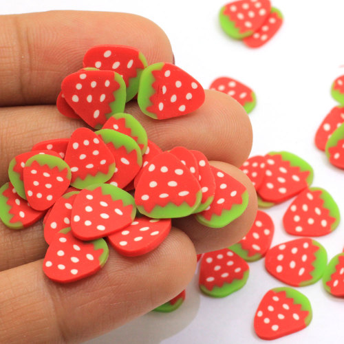 Dostawa 10MM słodkich truskawek plastry gliny polimerowej sztuczne owoce rzemiosło zdobienie paznokci dekoracje do scrapbookingu