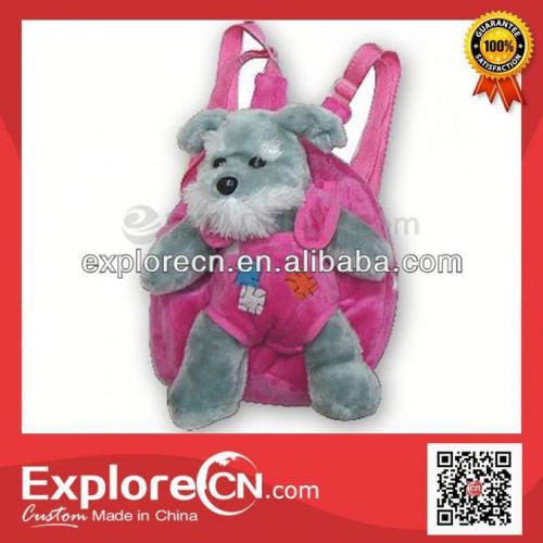 Gray bear plush pull bags for school