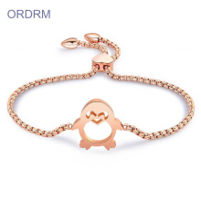 Adjustable Chain Rose Gold Penguin Charm Bracelet
