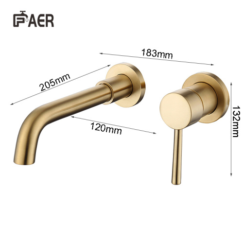 China Modern Brushed Gold Wall-Mounted Double-Hole Faucet Manufactory