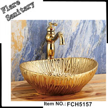 Wholesale Porcelain Material golden Ceramic Bathroom Sink