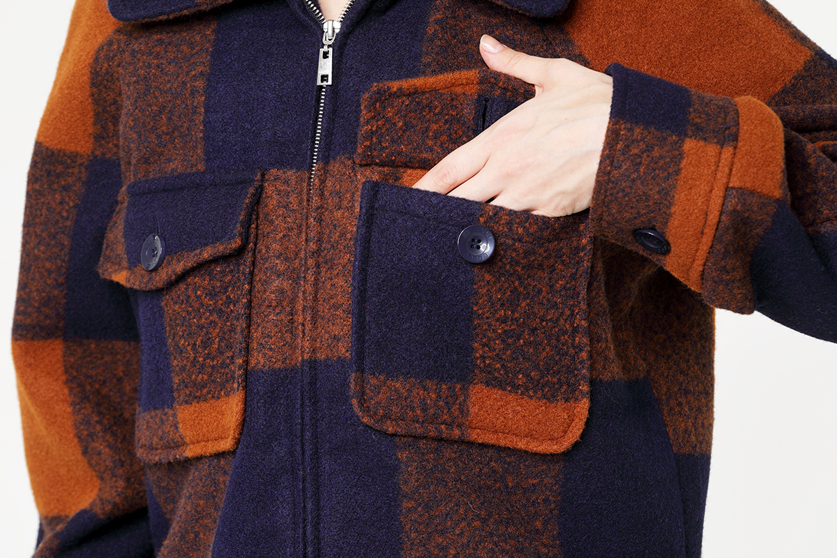 Woolen Check Lady's Short Jacket Woolen Check Lady's Short Jacket