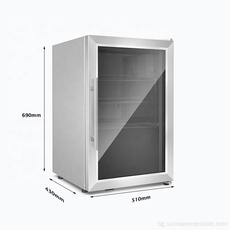 66L от неръждаема стомана стъклена врата мини запитване охладител