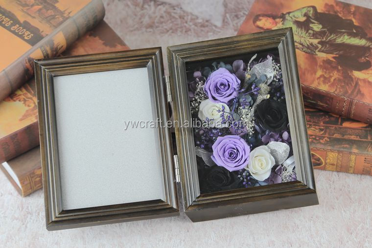 Christmas Valentines day gift flowers frame box preserved fresh flower photo frame gift wooden box