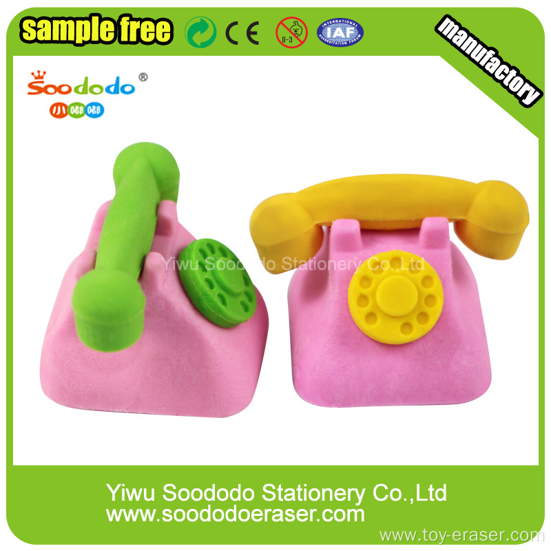 Old Pink Telephone Rubber Shaped Eraser stationery