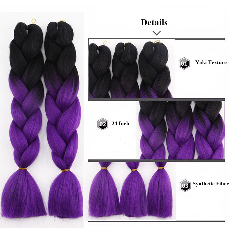 Jumbo Braiding Hair Extensions Yaki Straight Solid And Mixed Color Synthetic Fiber Braid 24 Inch 100 g For Men And Women