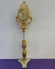 Luxury Golden Standing Clock - Vintage Home Floor Clock Elegant Grandfather Clock with Crystal