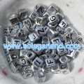 6MM Antique Silver Alphabet Cube Beads Single Letter Square Beads