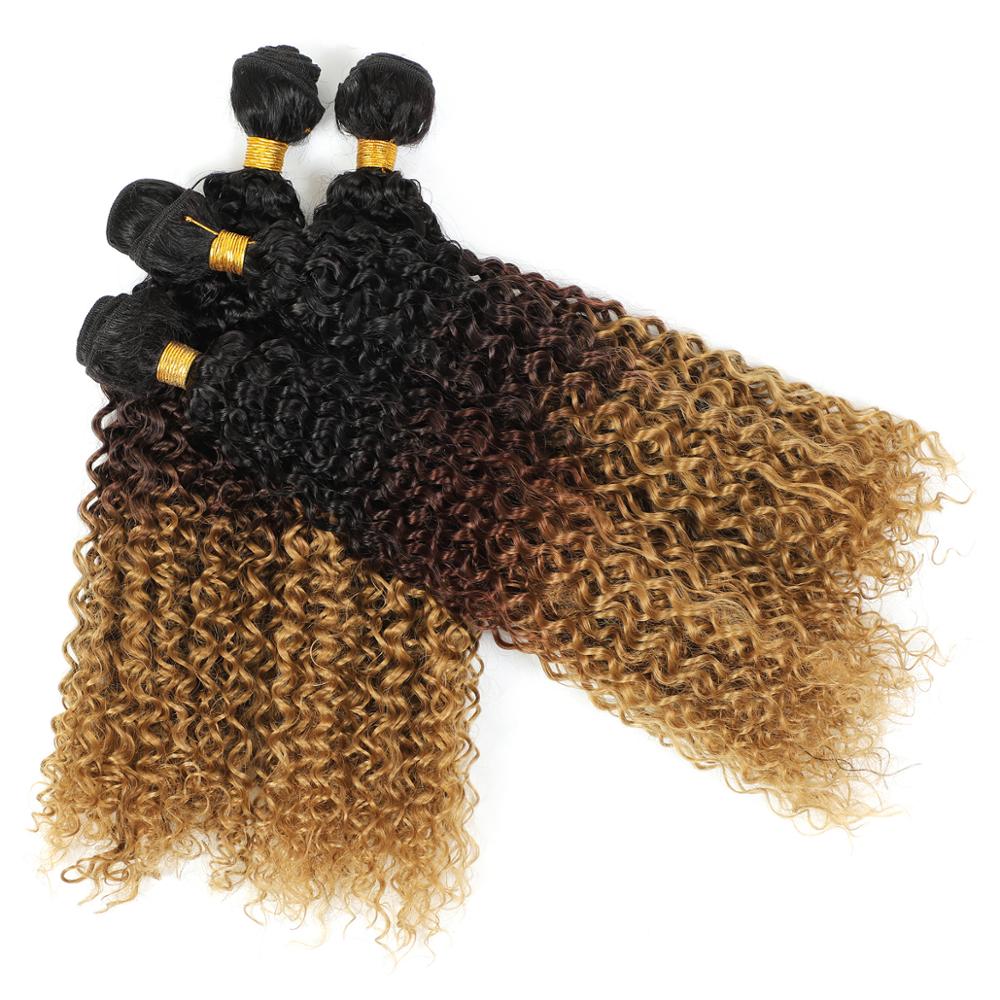 MYZYR Ombre Kinky Curly Hair Bundles Synthetic Hair Weaves 14