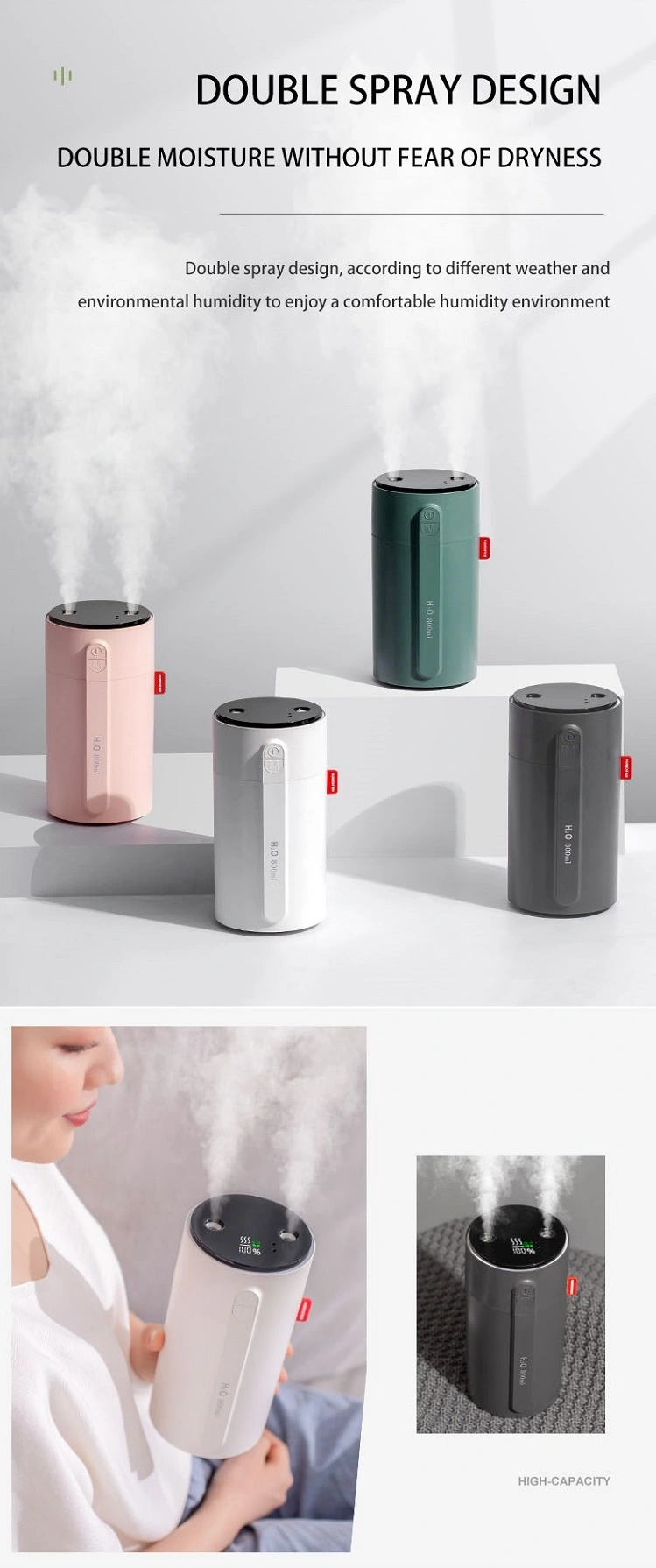 2021 Mini Dazzle Cup Spray Humidifier 300ml Spray Mist Humidificador Double Wet Diffuser Portable Car Air Humidifiers