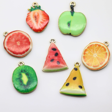 Diverse Fruit Emaille Charms Handgemaakte Aardbei Watermeloen Legering Hangers Oorbel Ketting Accessoires Ornament DIY