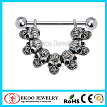 14Gauge Skull Dangling Nipple Barbell Nipple Ring