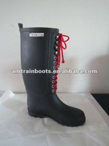 lace up women rubber rain boots