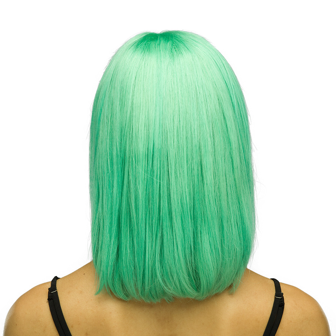 Korean Transparent color Lace Front Green Wig, 8 10 Inch Bob Wigs Sunny Green Human Hair Wigs With Elastic Band