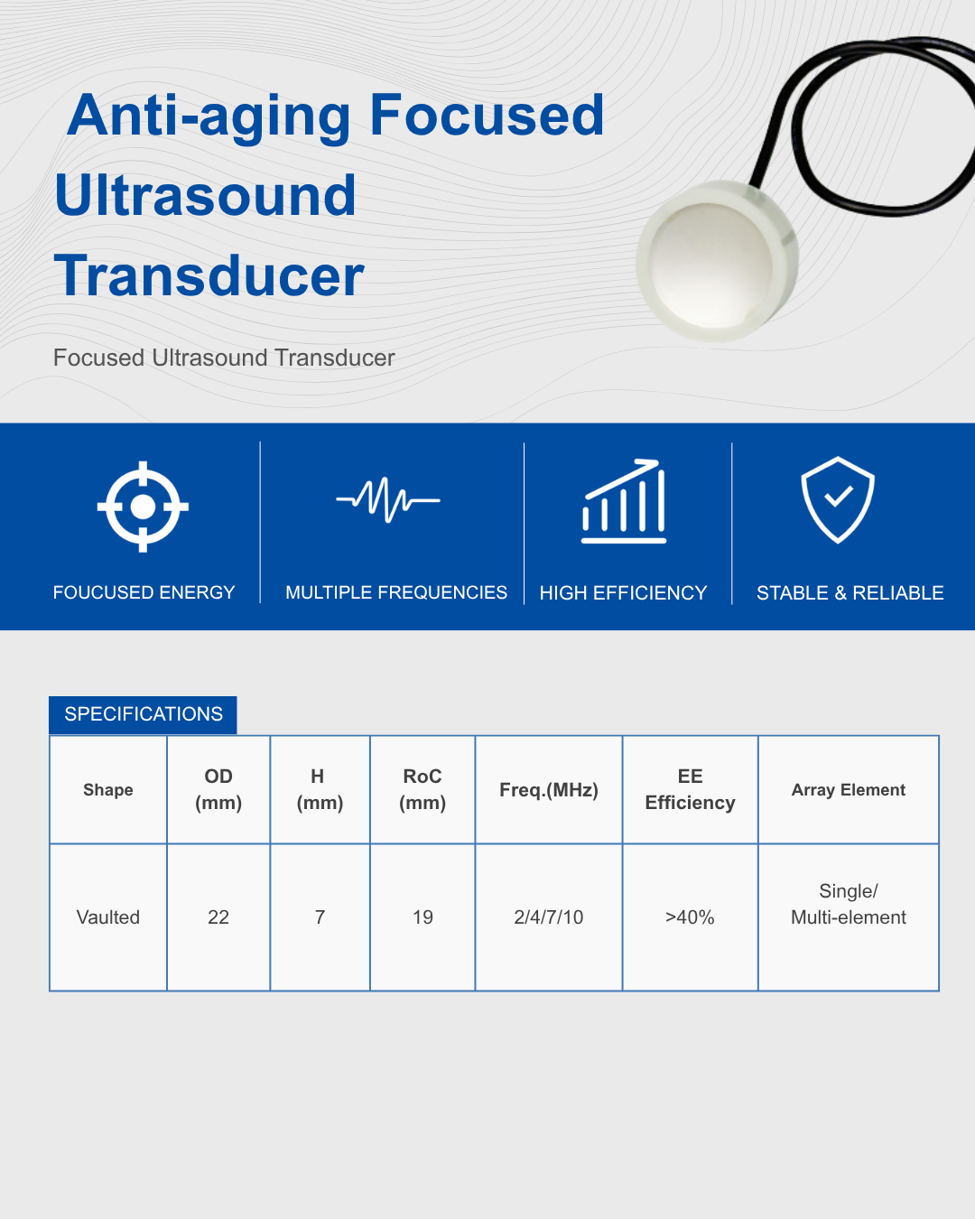Focused Ultrasound Transducer for Body Tighte Focused Ultrasound Transducer for Body Tighte