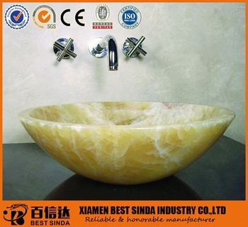 Yellow onyx basin stone for garden