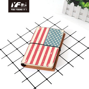 Custom national flag style PU cover notebook with elastic strap small leather diary
