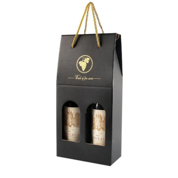Customized corrugated wine paper bag with strings handle