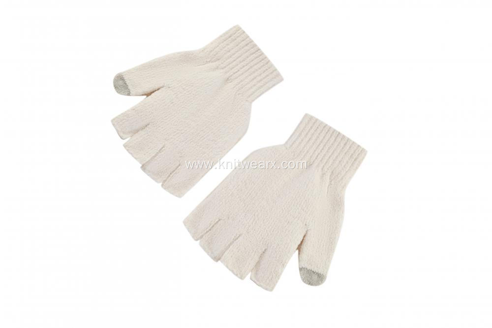 Girl`s Knitted Faux Fur Screentouch Fingerless Gloves