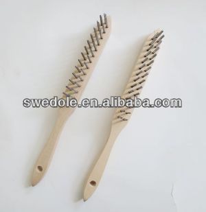 2 row Wooden handle brush--steel wire brush