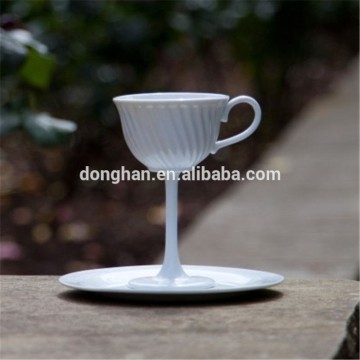 High quality white porcelain coffee mug with saucer for gift
