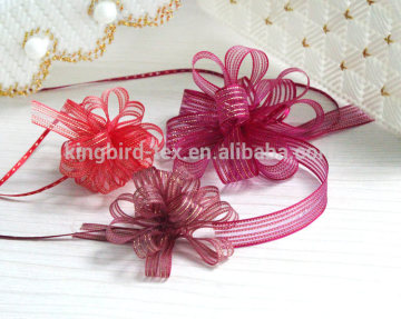 Colorful polyester with metallic silk pull flower