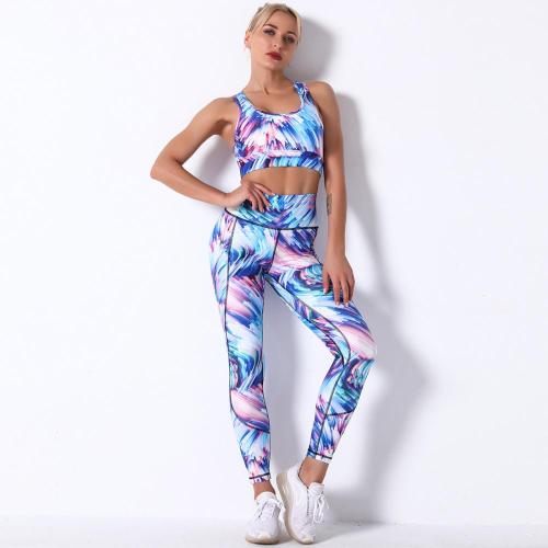 Digital Sublimatioun Gedréckt Yoga Hosen Set