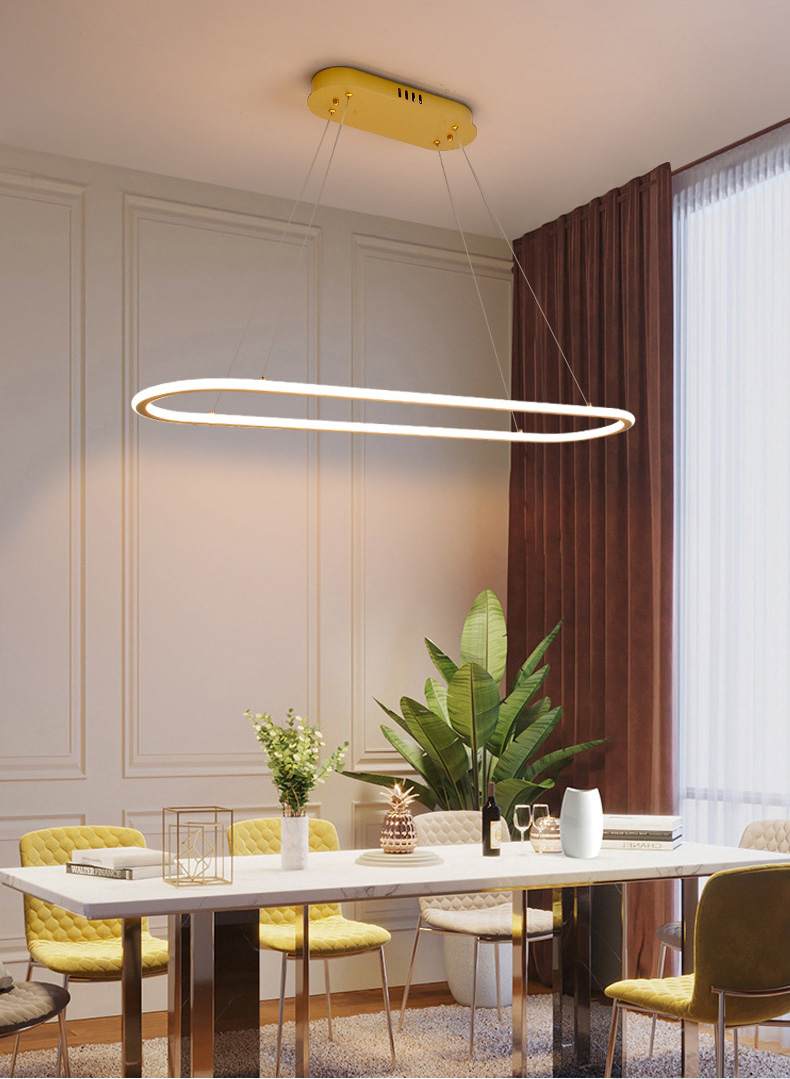 New style chandelier led pendant light creative rectangular dining table hanging lamp