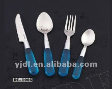 Stainless steel flatware with plastic handle