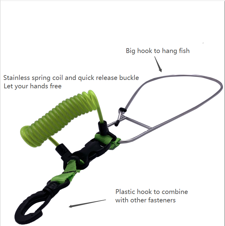 Kayak Fishing Spearfishing, Quick Release Large Stainless Steel Big Game Clip Fish Stringer~