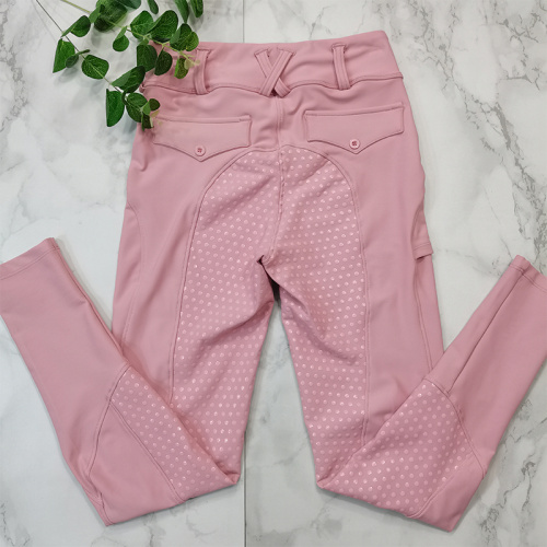 Pink Women Riding Tights Pockets Equestrian Breeches