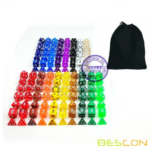 18 Different Colors Assorted Colored Polyhedral RPG Dice Set 126pcs