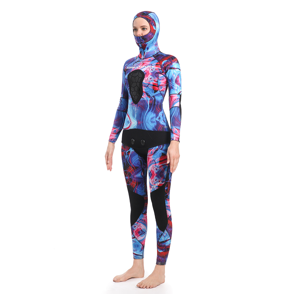 Seaskin 7mm Açık Hücre Kamu Camo Spearfishing Wetsuits