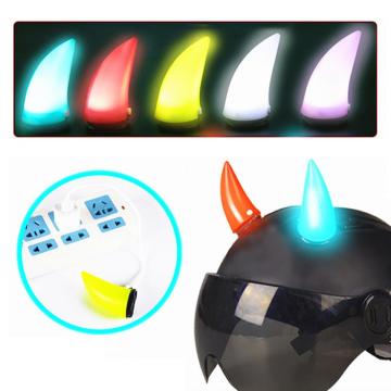 Halloween Motorcycle Helmet with Devil Horns and Luminous Decoration