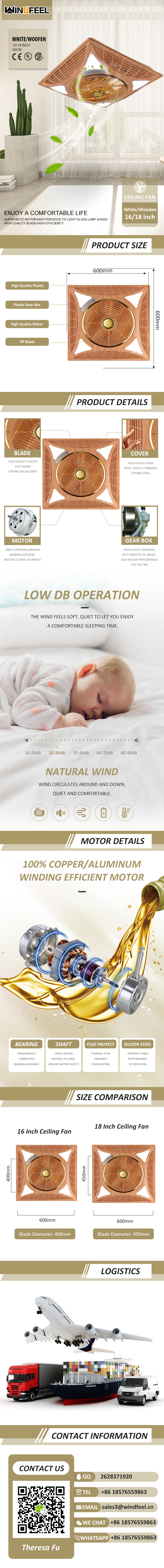 14 18" Inch Low Noise Remote Control Home Appliance Wall Mounted Electric Copper Motor Ceiling Box Fan