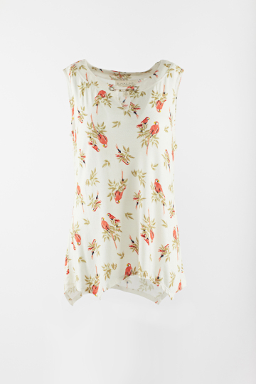 Printed Rayon T shirt with sleeveless