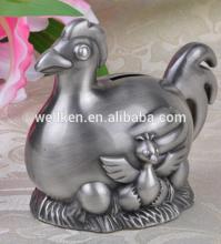 zinc alloy hens piggy bank