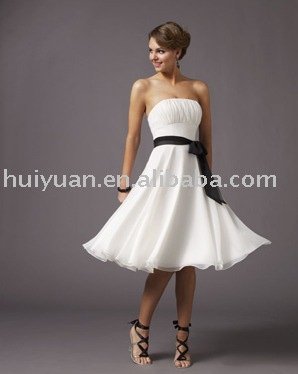 white with black sash 2012 new design ladies dress