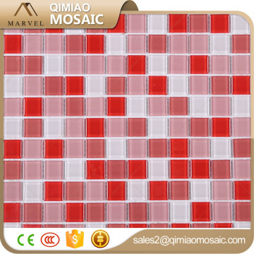 New Technology Building Materials Square Tiles Red White Blend Deco Glass Mosaic