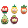 20 * 25mm Cartoon Mini Cartoon Verdure Bubble Blowing Children Flatback Avocado Strawberry Cabochons Adesivi in ​​resina fai da te