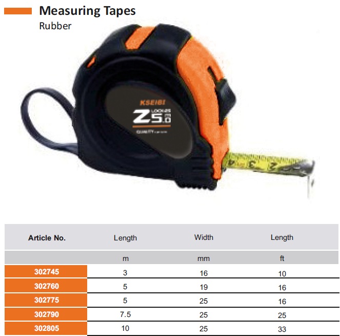 Rubber Case and Two Stops Button Steel Measuring tapes - KSEIBI